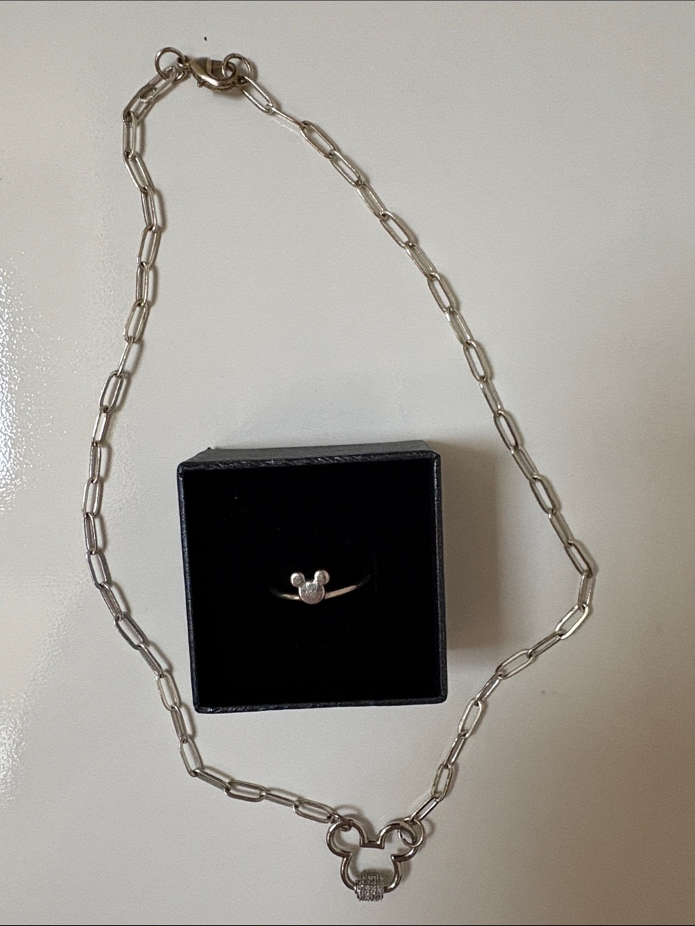 Mickey Mouse ring and necklace set